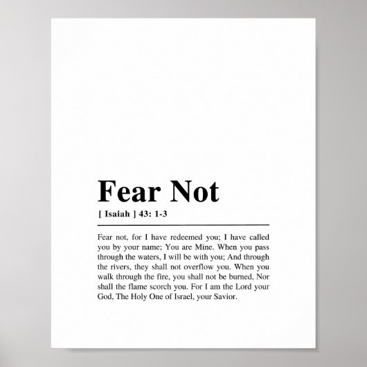 Isaiah 43:1-3 Angst nicht Poster (Vorne)