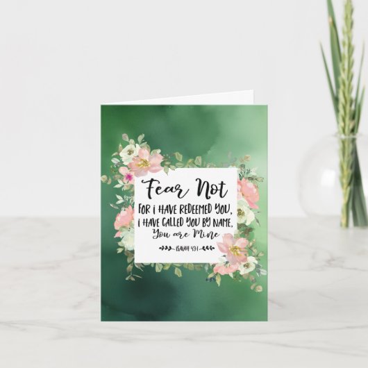 Isaiah 43:1 Angst nicht, weil ich deine Bibel erlö Karte (Vorderseite)
