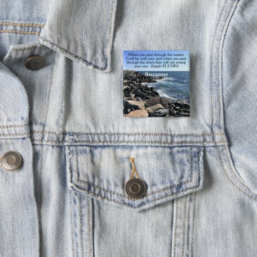 Isaiah 43:2 Ich werde mit dir Foto des Ozeans sein Button (Beispiel)