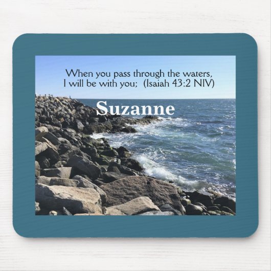 Isaiah 43:2 Ich werde mit dir Foto des Ozeans sein Mousepad (Vorne)