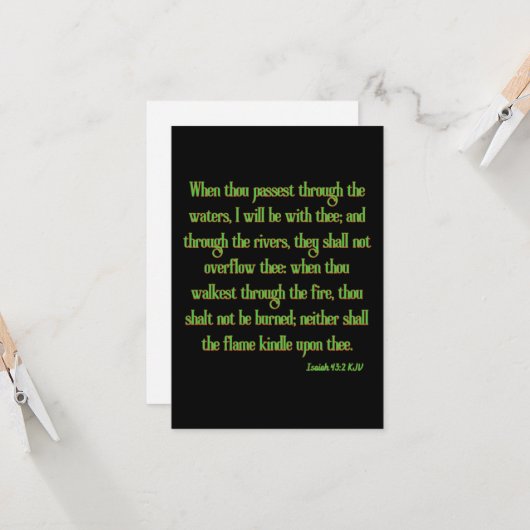 Isaiah 43:2 KJV Bible Scripture Flat Greeting Card Karte (Vorderseite/Rückseite Beispiel)