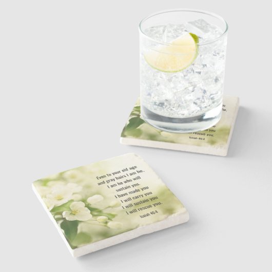 Isaiah 46:4 Ich bin Er, der dich erhalten wird Steinuntersetzer (Seitenansicht)