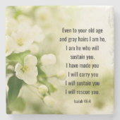 Isaiah 46:4 Ich bin Er, der dich erhalten wird Steinuntersetzer (Vorderseite)