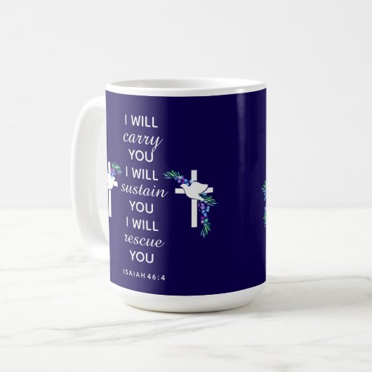 Isaiah 46:4 Inspirative Tasse (Vorderseite Links)
