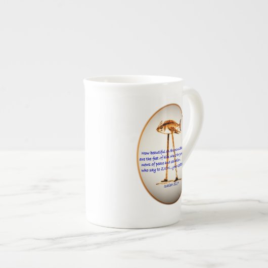 Isaiah 52:7 - Wie schön auf den Bergen Porzellantasse (Vorderseite Rechts)