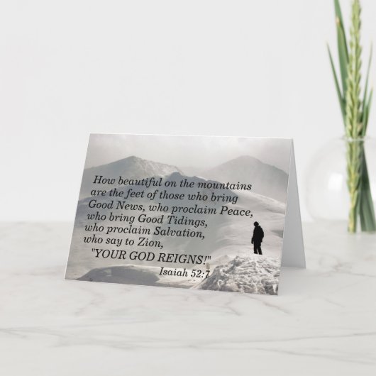 Isaiah 52:7 Wie schön auf den Bergen sind die Karte (Vorderseite)