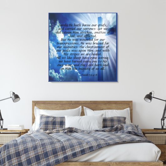 Isaiah 53:4-6 Canvas Print Leinwanddruck (Insitu (Schlafzimmer))