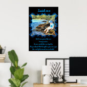 Isaiah 53:5 Baby Junge Angeln im Fluss. Poster (Heimbüro)