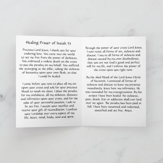 Isaiah 53 Gebet Card Dankeskarte (Innenseite)