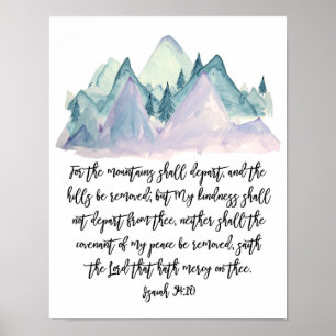 Isaiah 54:10, Aquarellschrift, Bergkunst Poster