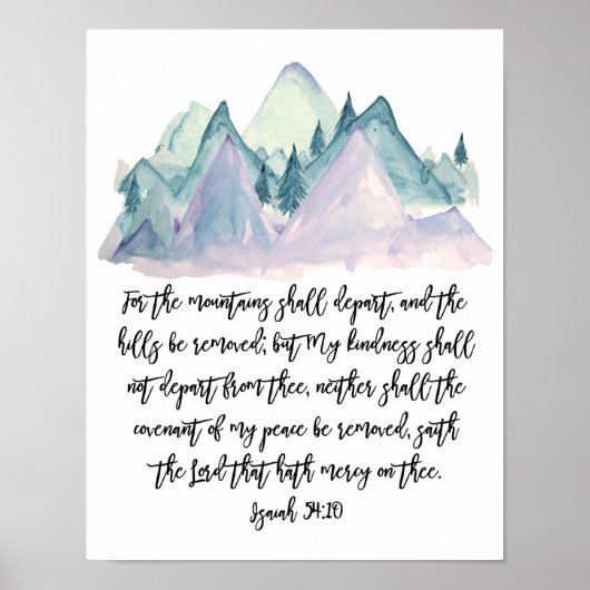 Isaiah 54:10, Aquarellschrift, Bergkunst Poster (Vorne)