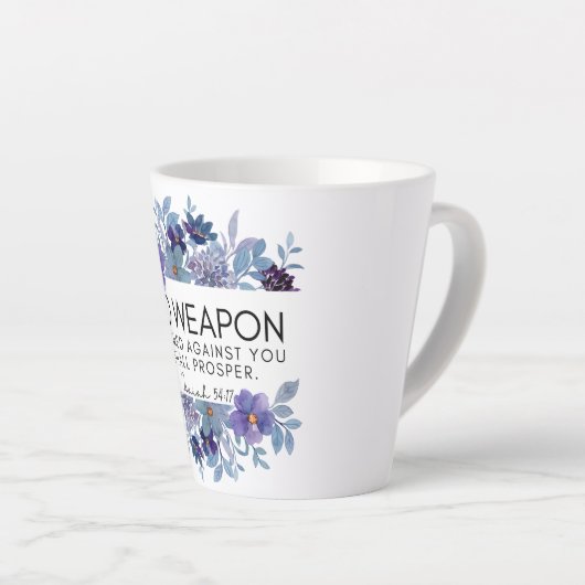 Isaiah 54:17 No Weapon Christlich Floral Milchtasse (Rechte Ecke)