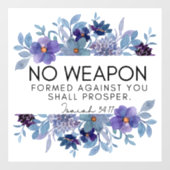 Isaiah 54:17 No Weapon Christlich Scripture Floral Fensteraufkleber (Blatt)