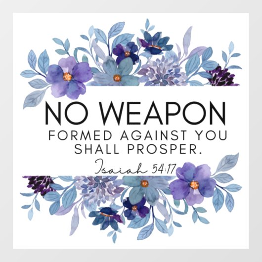 Isaiah 54:17 No Weapon Christlich Scripture Floral Fensteraufkleber (Blatt)