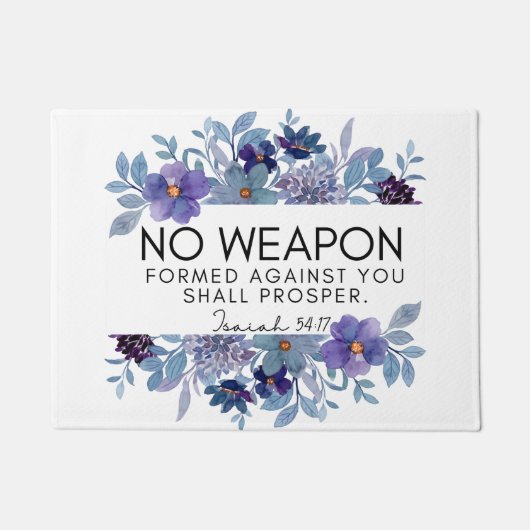 Isaiah 54:17 No Weapon Christlich Scripture Floral Fußmatte (Vorderseite)
