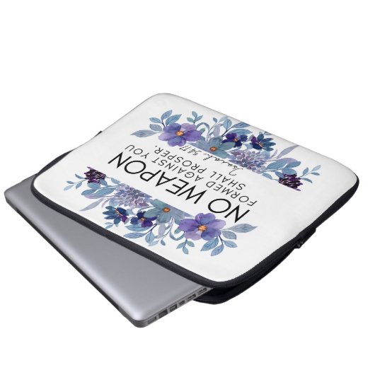 Isaiah 54:17 No Weapon Christlich Scripture Floral Laptopschutzhülle (Vorne Knopf)