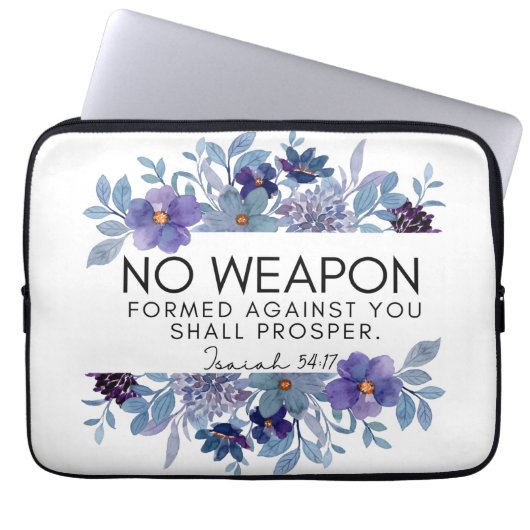Isaiah 54:17 No Weapon Christlich Scripture Floral Laptopschutzhülle (Vorderseite)