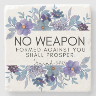 Isaiah 54:17 No Weapon Christlich Scripture Floral Steinuntersetzer