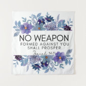 Isaiah 54:17 No Weapon Christliche Lila Blüte Wandteppich (Vorderseite)