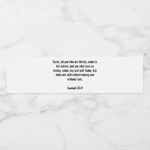 Isaiah 55:1 Wasserzeichen Wasserflaschenetikett