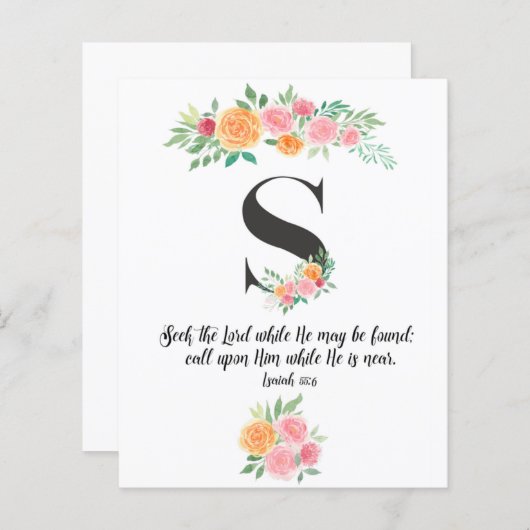 Isaiah 55:6, Letter S, Aquarellschrift-Karte (Vorne/Hinten)