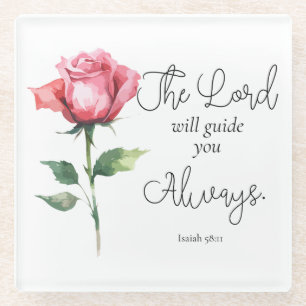 Isaiah 58:11 Blume Abschluss Bible Verse Glasuntersetzer
