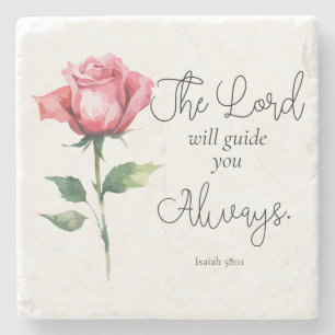 Isaiah 58:11 Blume Abschluss Bible Verse Steinuntersetzer