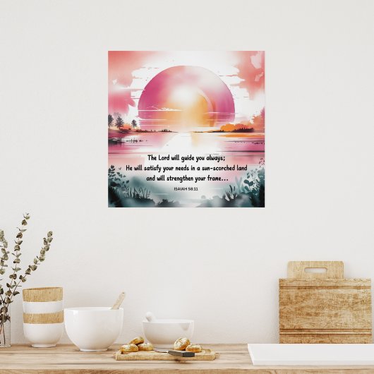 Isaiah 58:11 Christliches Poster (Küche)