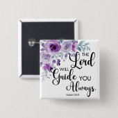 Isaiah 58:11 Lila Christlicher Blütenverse Button (Vorne & Hinten)