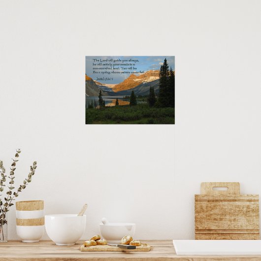 Isaiah 58:11 Mountain Sunset Poster (Küche)