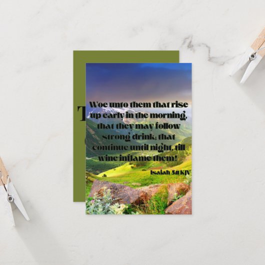 Isaiah 5:11 KJV Bible Scripture Pic Greeting Karte (Vorderseite/Rückseite Beispiel)