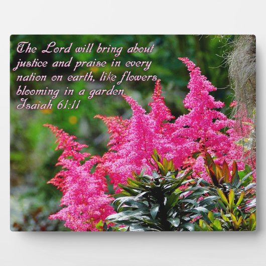 Isaiah 61:11 Pink Floral Inspiration Fotoplatte (Vorderseite)