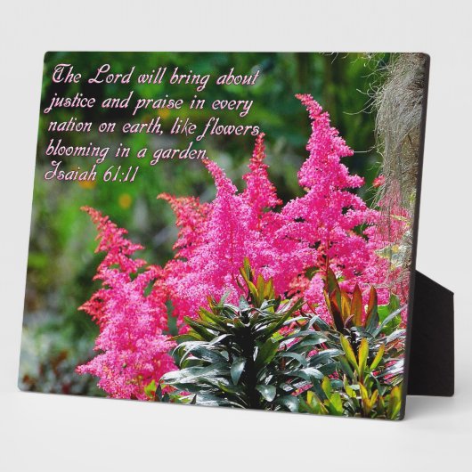 Isaiah 61:11 Pink Floral Inspiration Fotoplatte (Seite)