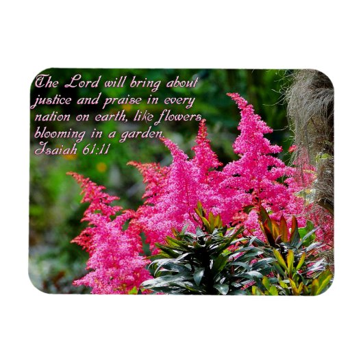 Isaiah 61:11 Pink Floral Inspiration Magnet (Horizontal)