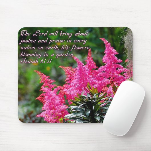 Isaiah 61:11 Pink Floral Inspiration Mousepad (Mit Mouse)
