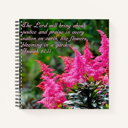 Isaiah 61:11 Pink Floral Inspiration Notizblock (Vorderseite)