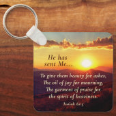 Isaiah 61"3 Öl der Freude für Trauer, Bibelverse Schlüsselanhänger (Vorderseite)