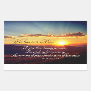 Isaiah 61:3 "Öl der Freude zum Trauern", Bibelvers Rechteckiger Aufkleber