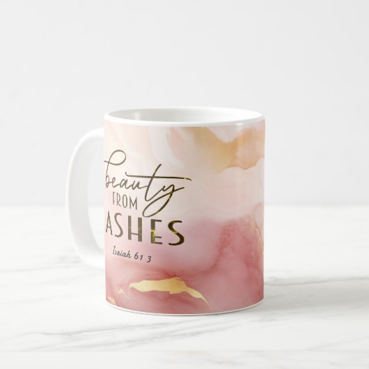 Isaiah 61 3 Schönheit von Ashes Bible Verse Pink Kaffeetasse (Vorderseite Links)