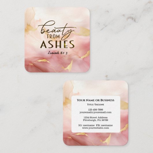 Isaiah 61 3 Schönheit von Ashes Bible Verse Pink Quadratische Visitenkarte (Vorne/Hinten)