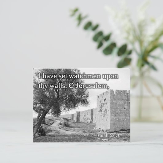 Isaiah 62:6 an den Mauern Jerusalems Postkarte (Stehend Vorderseite)