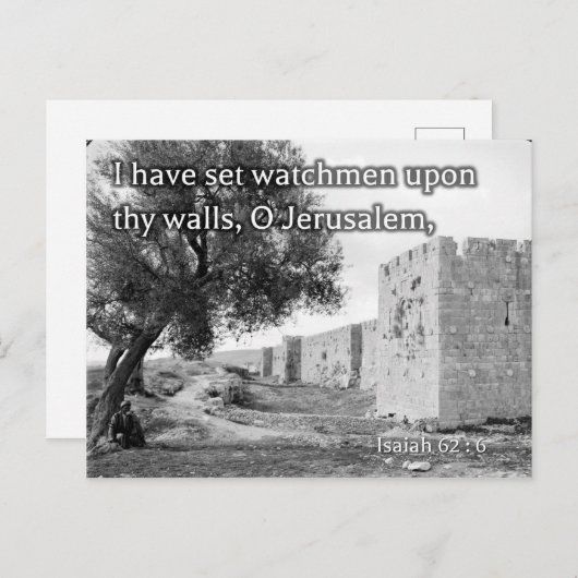 Isaiah 62:6 an den Mauern Jerusalems Postkarte (Vorne/Hinten)