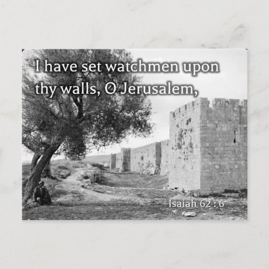Isaiah 62:6 an den Mauern Jerusalems Postkarte (Vorderseite)