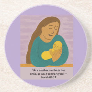 Isaiah 66:13 Comforting Mother and Baby Postcard Getränkeuntersetzer