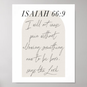 Isaiah 66:9 Minimal Boho Beige Arch Script Poster