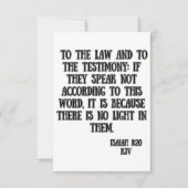 Isaiah 8:20 KJV Bible Scripture Gruß Karte (Vorderseite)