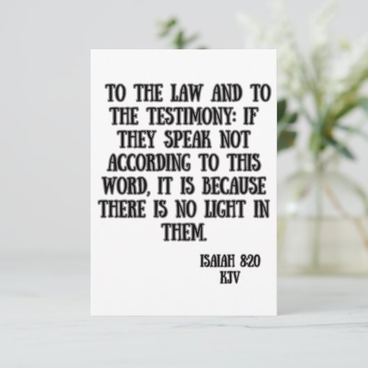 Isaiah 8:20 KJV Bible Scripture Gruß Karte (Stehend Vorderseite)