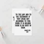 Isaiah 8:20 KJV Bible Scripture Gruß Karte (Vorderseite/Rückseite Beispiel)