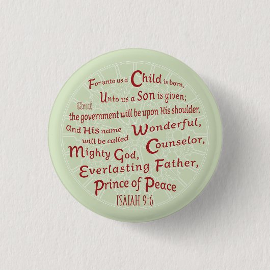 Isaiah 9:6 Christmas Bible Verse Button (Vorderseite)