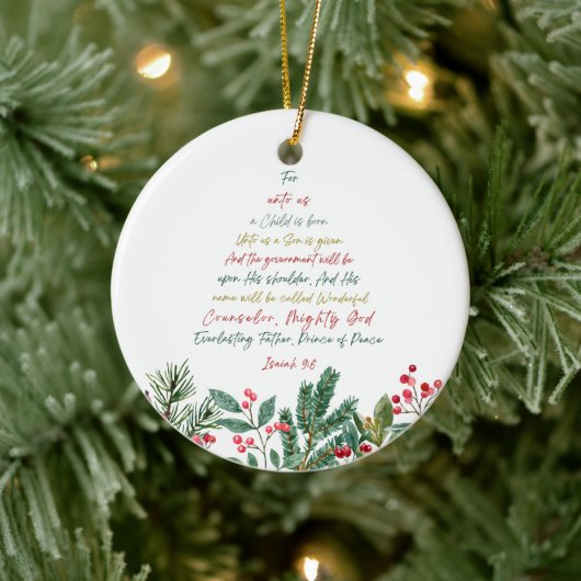 Isaiah 9:6 Denn Uns a Kind ist Geboren Weihnachten Keramik Ornament (Baum)